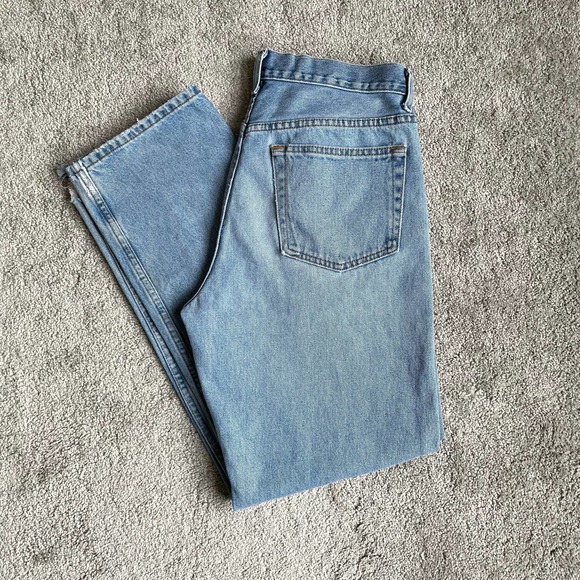 Vintage Jeans Y2k Mens Relaxed Fit Distressed Jeans Light Wash Size